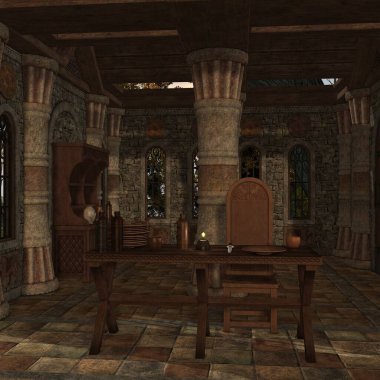 Mistik bir atmosferi olan bir fantezi arka planının 3 boyutlu çizimi 