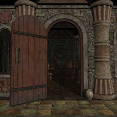 Mistik bir atmosferi olan bir fantezi arka planının 3 boyutlu çizimi 