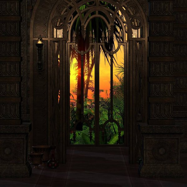 3D иллюстрация фантастического фона с мистической атмосферой 