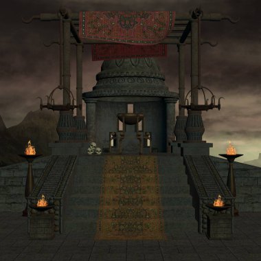 Mistik bir atmosferi olan bir fantezi arka planının 3 boyutlu çizimi 