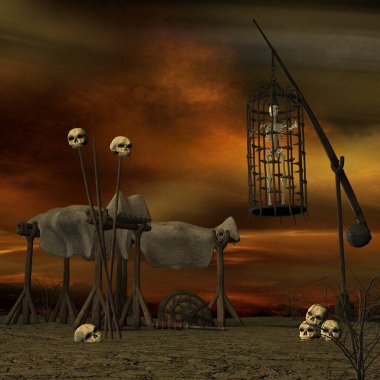 Mistik bir atmosferi olan bir fantezi arka planının 3 boyutlu çizimi 