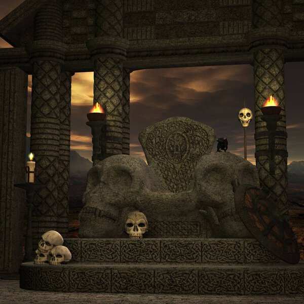 3D иллюстрация фантастического фона с мистической атмосферой 