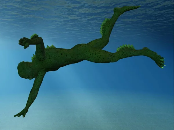 Suyun Altındaki Fantezi Bir Yaratığın Boyutlu Çizimi — Stok fotoğraf