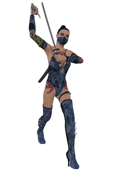 Ilustração Uma Mulher Sexy Ninja Roupa — Fotografia de Stock