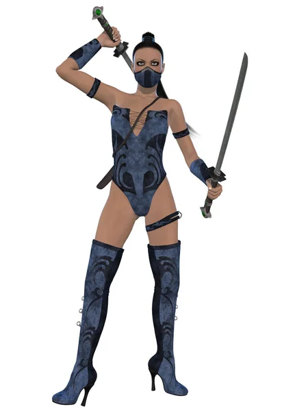 Illustration Kvinna Sexig Ninja Outfit — Stockfoto