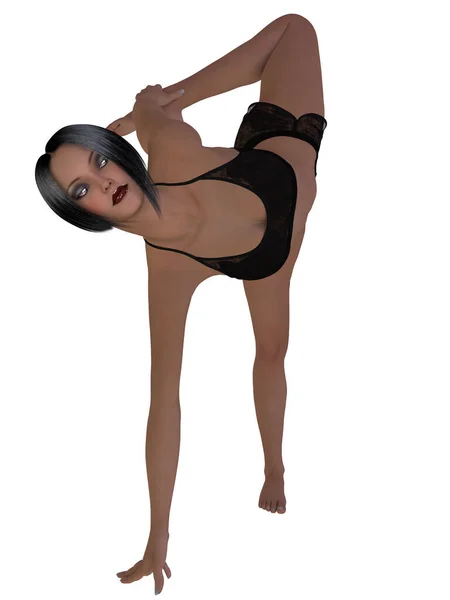 Illustration Woman Doing Gymnastics Gymnastics Outfit Стоковое Изображение