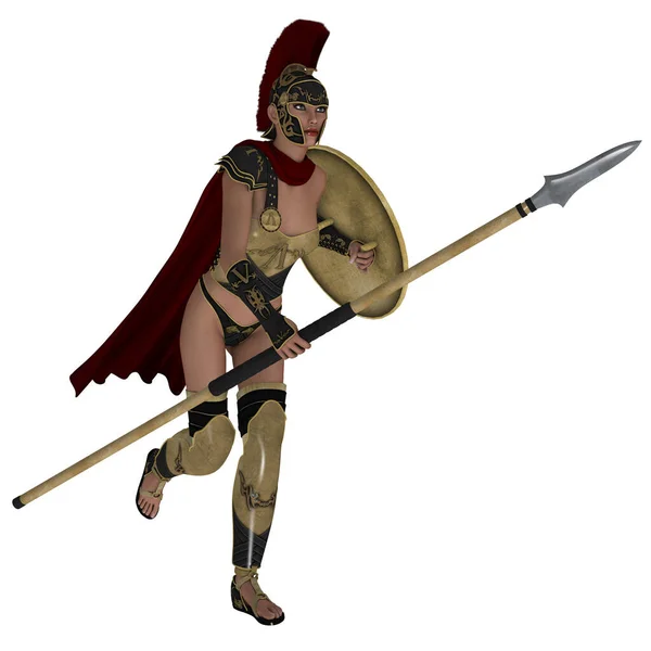 一个身穿罗马奇幻制服的女人3D图片 — 图库照片