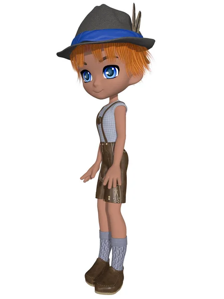 Illustration Cute Toon Character Bavarian Outfit — Stock Photo, Image