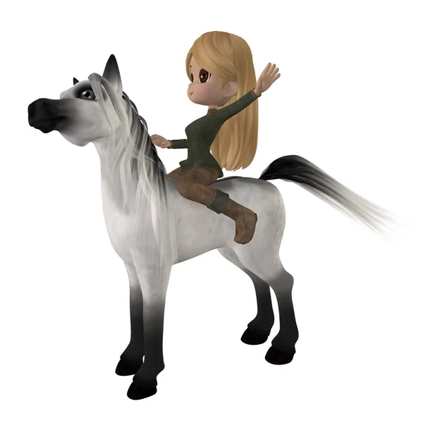 Illustazione Una Figura Simpatica Cartone Animato Con Cavallo — Foto Stock