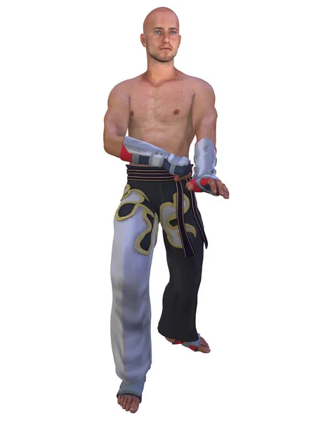 Illusztráció Egy Férfi Taekwondo Pózol — Stock Fotó