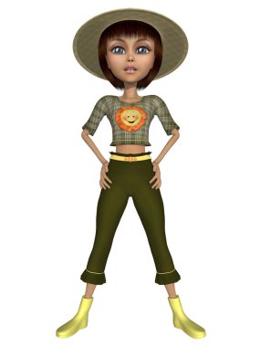 Şirin bir çizgi film figürünün 3 boyutlu çizimi