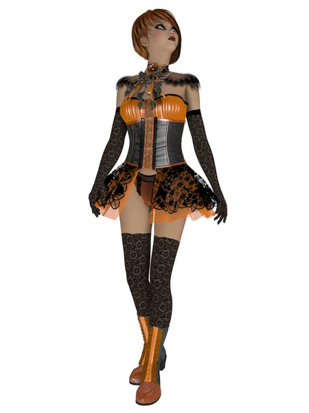 Illustration Toon Figure Gothic Outfit — Stock Photo, Image