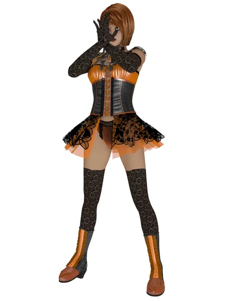 Illustration Toon Figure Gothic Outfit — Stock Photo, Image