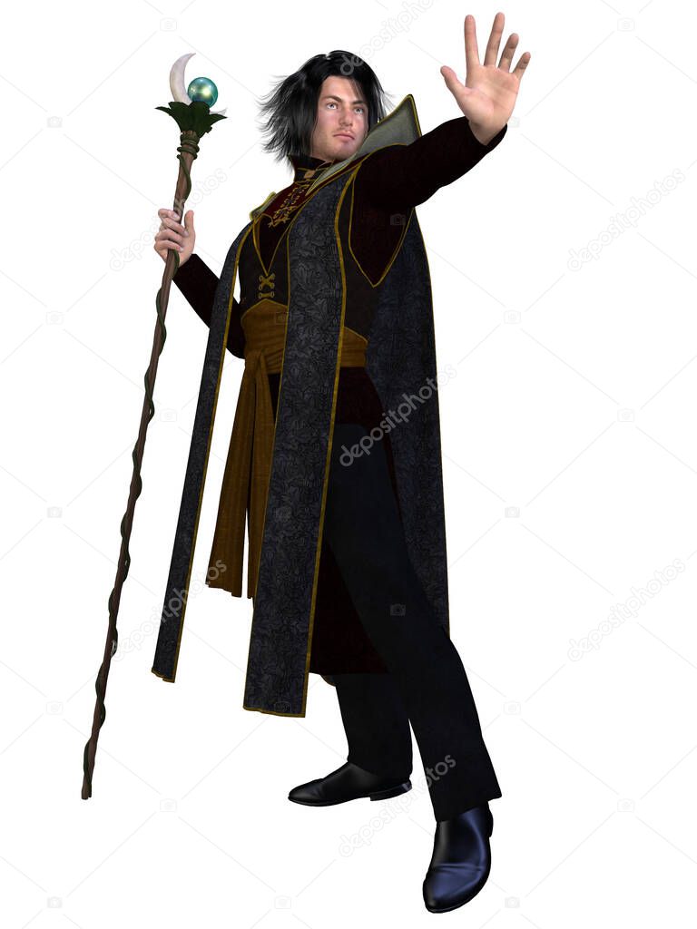 3d illustration of an fairytale male wizard