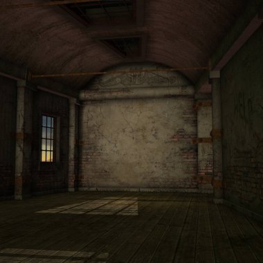 Karanlık ve kötü bir yerin 3 boyutlu çizimi