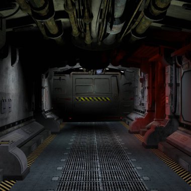 Bir uzay gemisinin iç kısmının 3D çizimi 