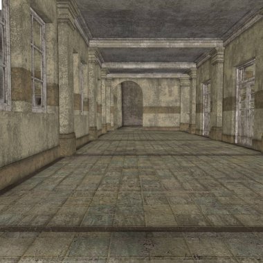 Ürkütücü bir yerin 3D çizimi