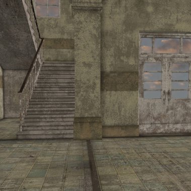 Ürkütücü bir yerin 3D çizimi