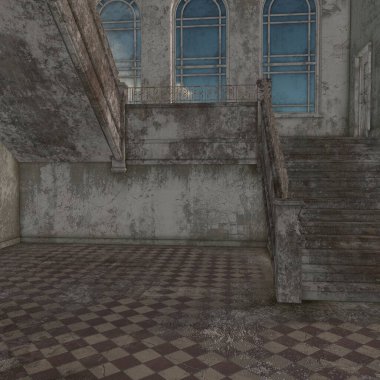 Ürkütücü bir yerin 3D çizimi