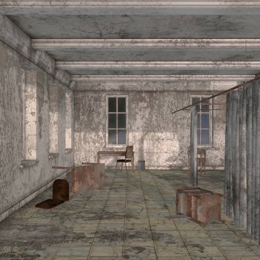 Ürkütücü bir yerin 3D çizimi