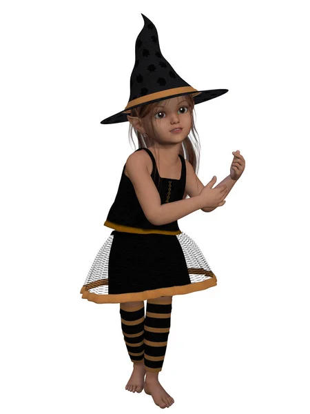 Illustration Toon Kid Witch Costume — Stock Photo, Image