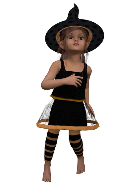 Illustration Toon Kid Witch Costume — Stock Photo, Image