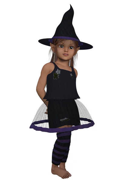 Illustration Toon Kid Witch Costume — Stock Photo, Image