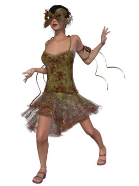 Fantezi peri masalı figürünün 3 boyutlu çizimi