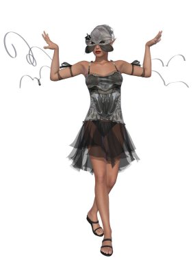 Fantezi peri masalı figürünün 3 boyutlu çizimi