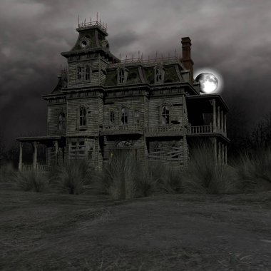 Perili bir evin 3D çizimi