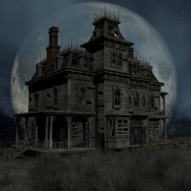 3d illustration of an haunted house