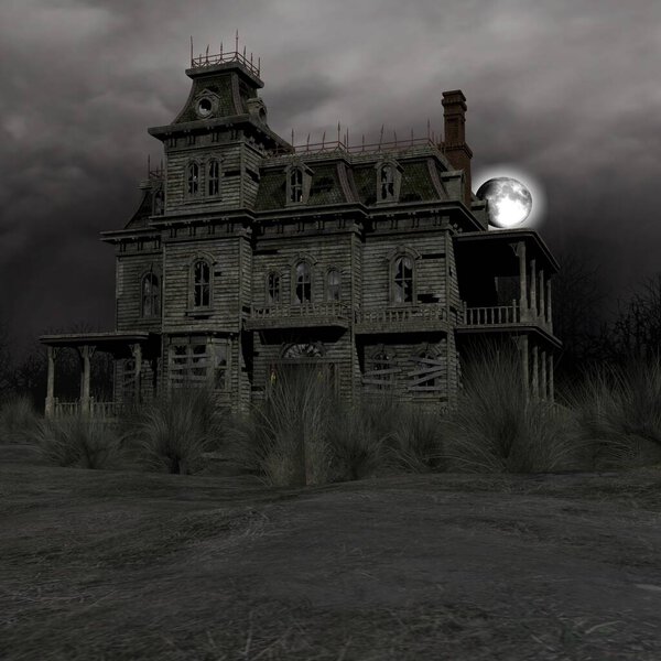 3D иллюстрация дома с привидениями