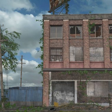 3d illustration of an abandoned city