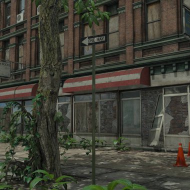 Terk edilmiş bir şehrin 3D çizimi