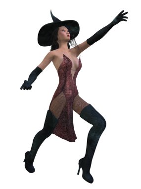 Seksi bir cadının 3 boyutlu çizimi