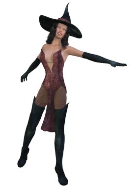 Seksi bir cadının 3 boyutlu çizimi