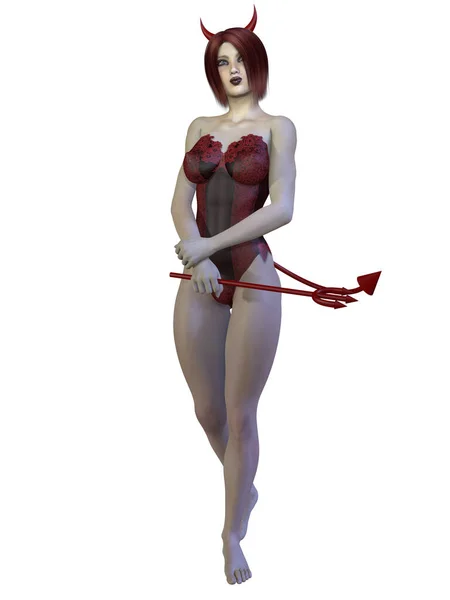 Ilustração Sexy Feminino Diabo Figura — Fotografia de Stock