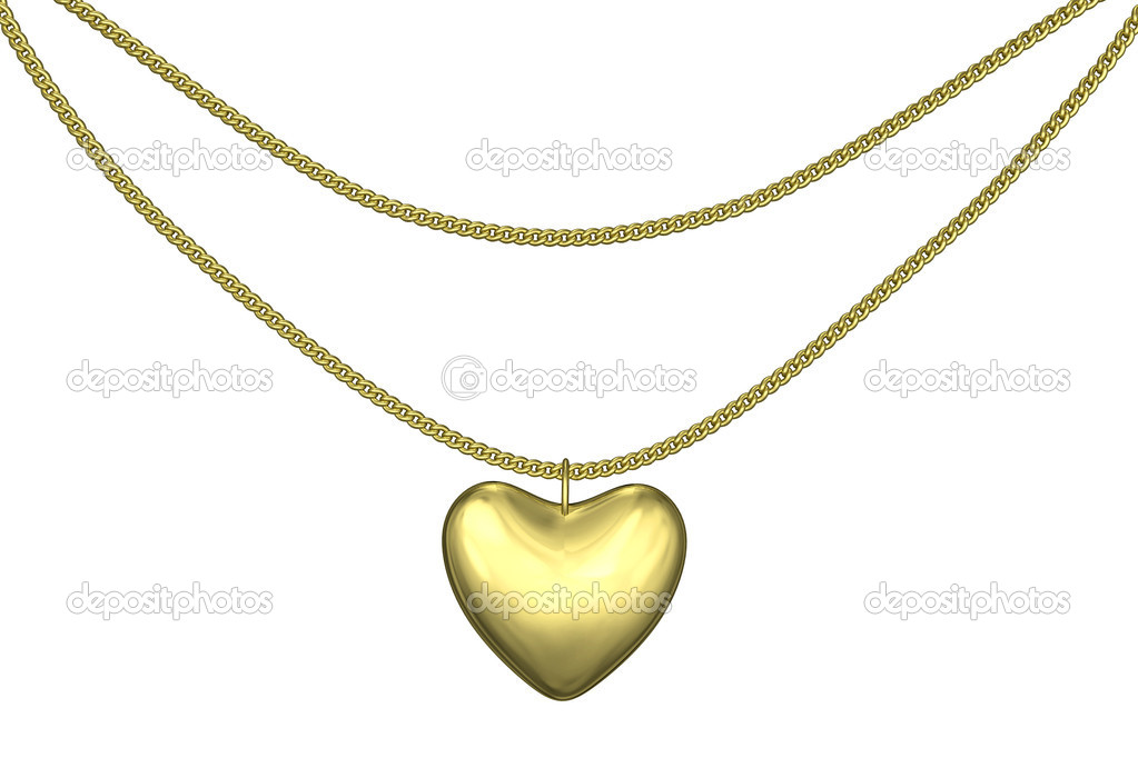 Golden pendant heart