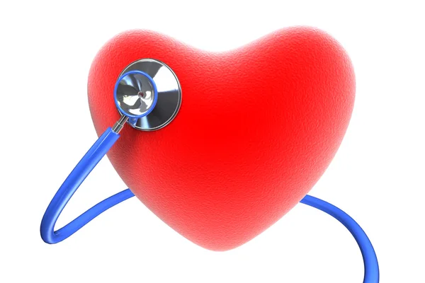 Coração vermelho com estetoscópio — Fotografia de Stock