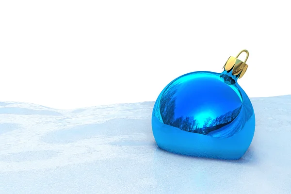 Blue Christmas ball on the snow — Stock Photo, Image