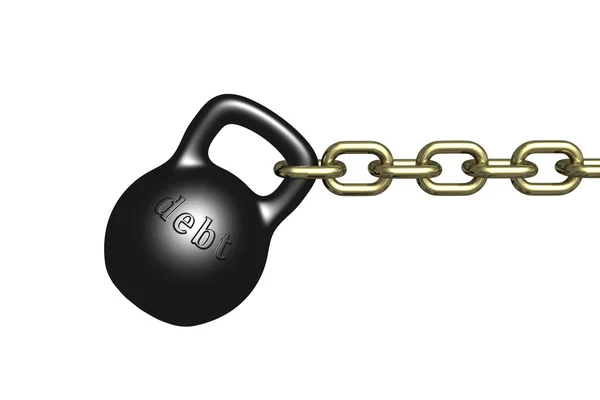 Black dumbbell weights with a gold chain — Stock Photo, Image