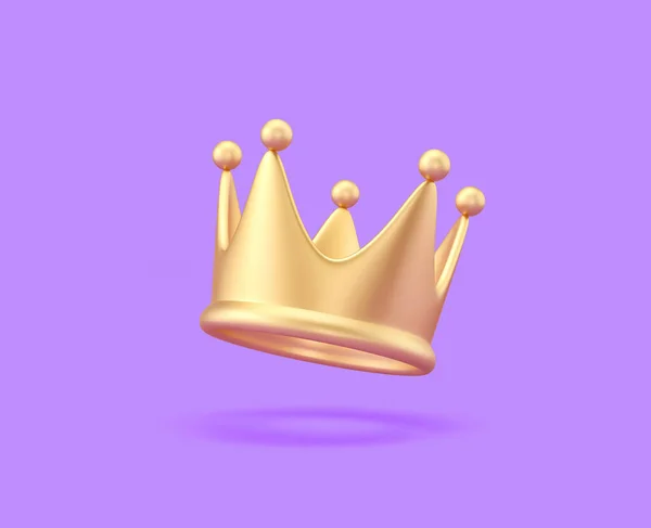 Golden Crown Isolated Purple Background Success Concept Rendering Clipping Path — Stock Photo, Image