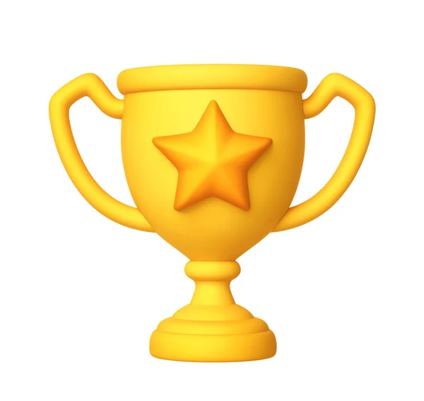 Cartoon Winners Trophy Champion Cup Star Isolated White Rendering Clipping — Stock Photo, Image