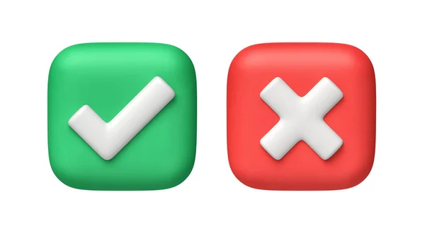 Reick Cross Icon Зеленые Красные Кнопки Изолированы Белом Рендеринг — стоковое фото