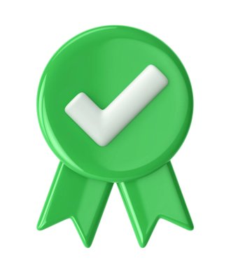 İşaretleme simgesi ile kalite garantisi. Onaylama işareti. Kırpma yolu ile 3B görüntüleme