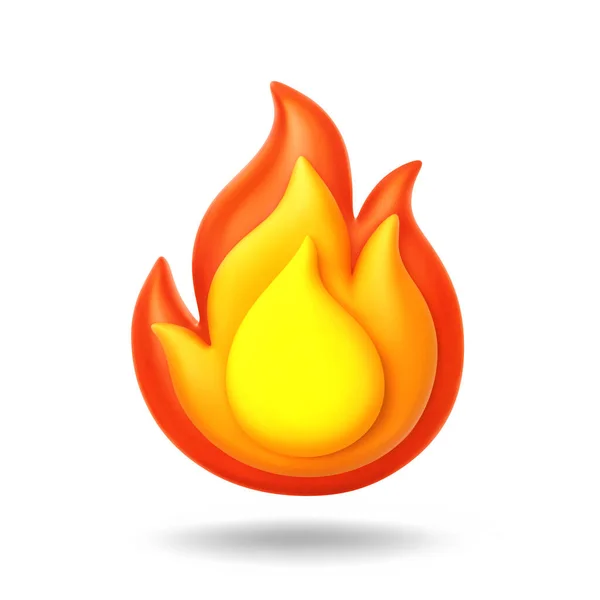 Kreslený Oheň Izolovaný Bílém Pozadí Ikona Ohně Vykreslování Oříznutou Cestou — Stock fotografie