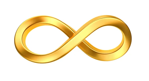 Golden Infinity Symbol Isolated White Rendering Clipping Path — ストック写真