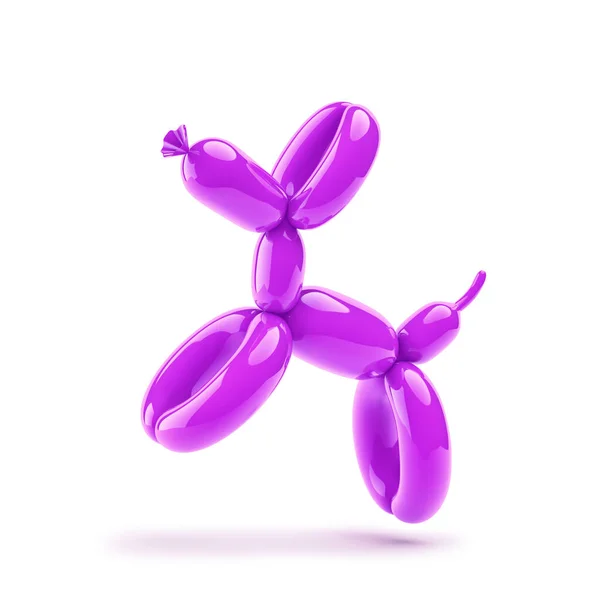Vivid Purple Balloon Dog Isolated White Rendering Clipping Path — Stock Photo, Image