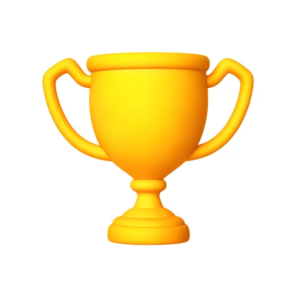 Champion cup icon, winners trophy isolated on white background. 3D rendering with clipping path