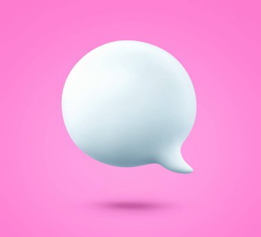 Çizgi film konuşma balonu, konuşan bulut pembe arka planda izole. Kırpma yolu ile 3B görüntüleme